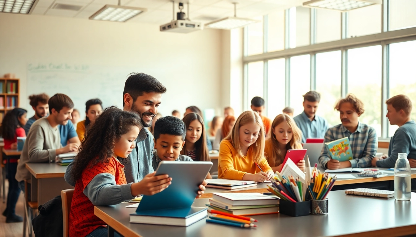 Engaging classroom with students participating in interactive Education activities.