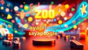 Membuat logo sayaptogel di latar belakang yang penuh warna dengan simbol permainan.
