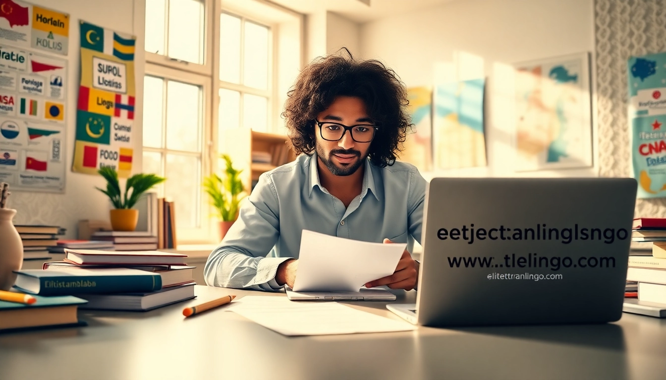 Enhance language services with insights from https://www.elitetranslingo.com illustrated by a focused linguist.