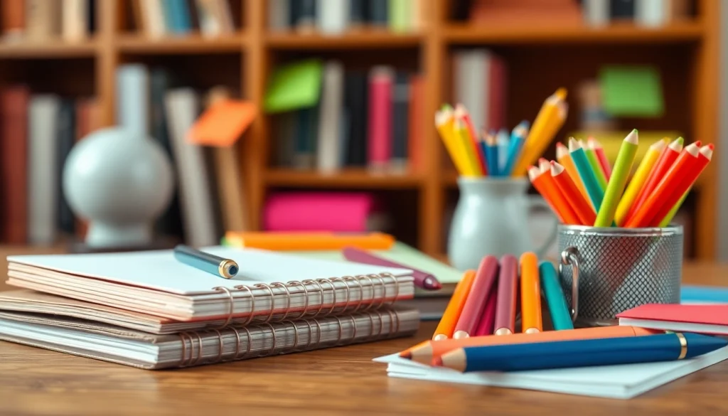 Shop unique stationary items arranged creatively on a desk to inspire organization.