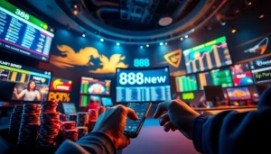 Experience the excitement of 888new with a modern gaming platform interface showcasing sports betting and casino games.