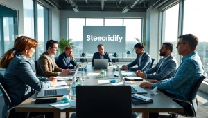 Steroidify reviews insights shared by professional reviewers in a modern office.