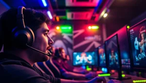 Engaging player in a dynamic gaming setup showcasing https://rusia777.com live games.