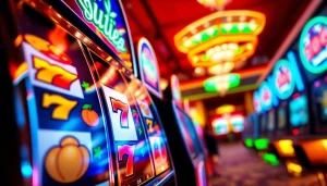 Menangkan kaisar800 slot dengan mesin slot berwarna-warni di kasino yang ramai.