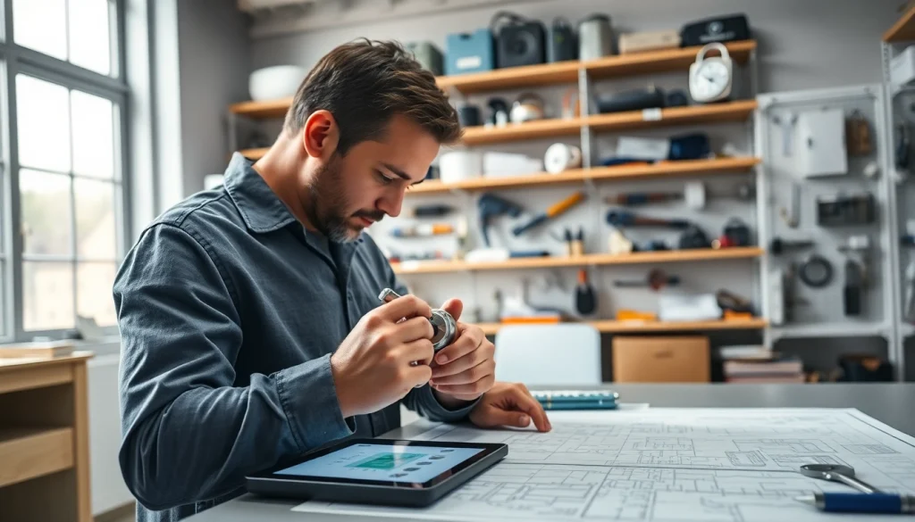 Locksmith at work showcasing security expertise for https://www.dakenlocks.com in a modern workshop.