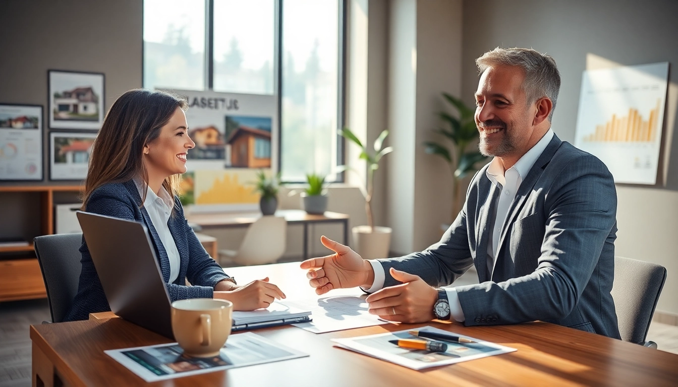 Beratung mit dem besten Immobilienmakler über https://immobilienmakler-bester.de in einem modernen Büro.