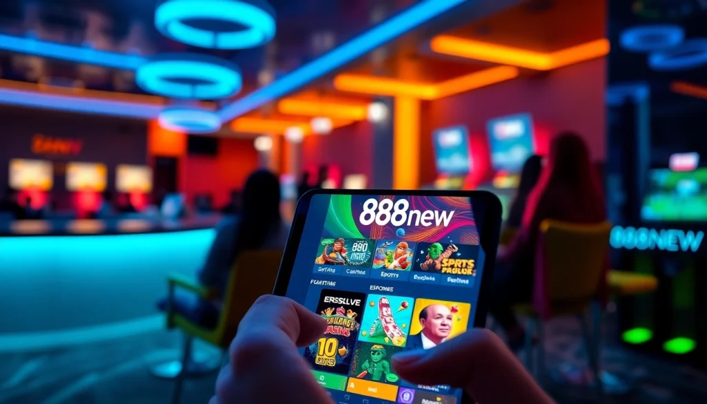Experience the excitement of online gaming with the 888new app on a sleek device, highlighting vibrant game graphics.