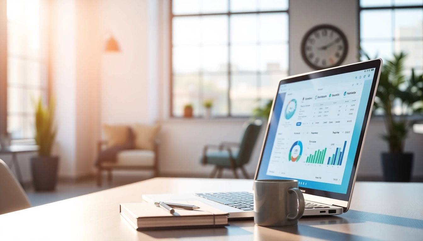 Bekijk de gebruiksvriendelijke interface van https://enqueteplein.nl op een moderne laptop in een stijlvol kantoor.