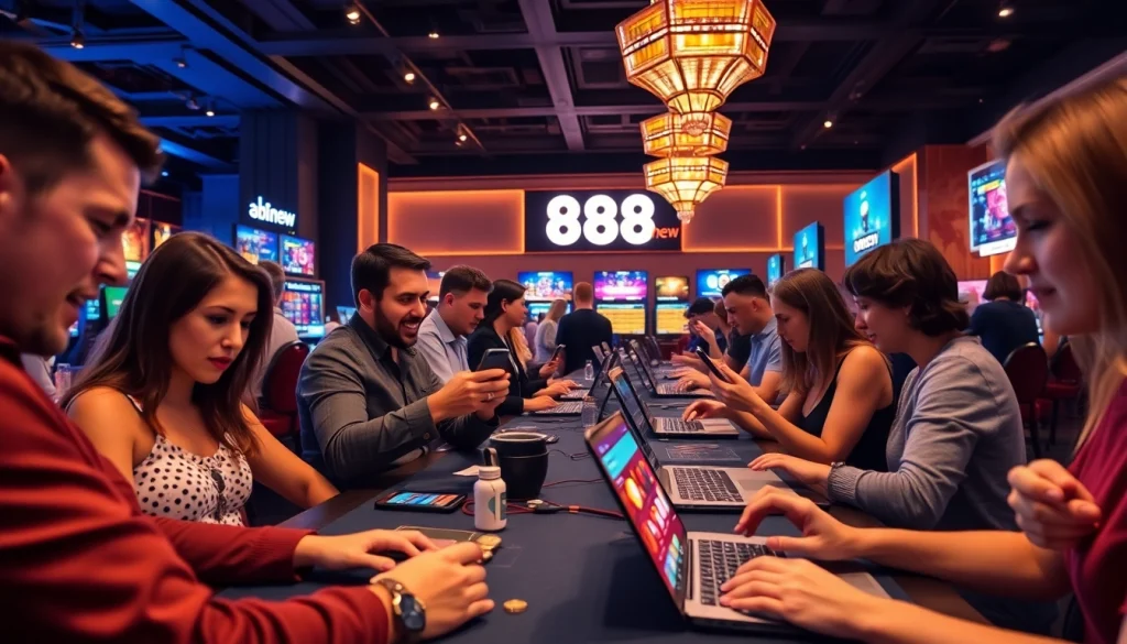 Experience the excitement of online gaming with 888new, showcasing players engaged in various casino games.