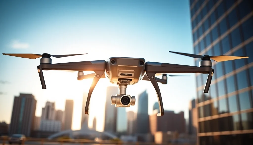 Showcasing JBO rental equipment in a vibrant urban setting, highlighting advanced drone technology.