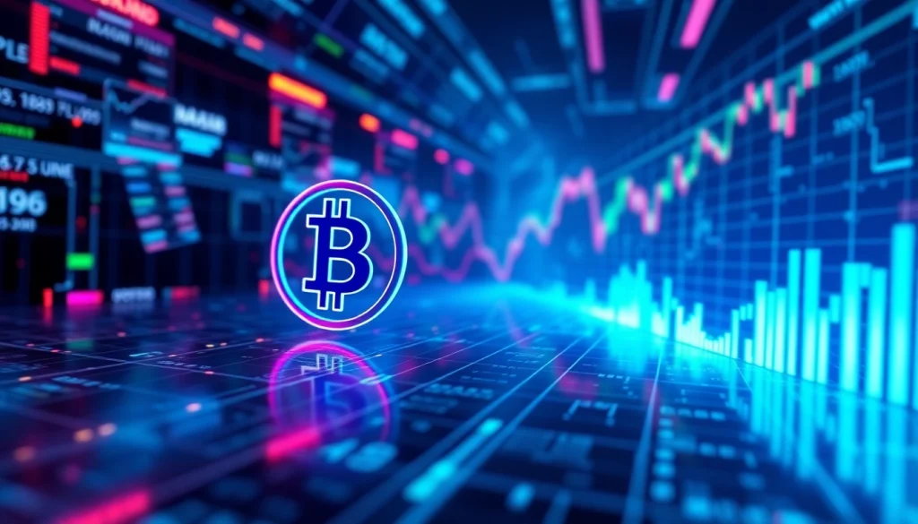 Advanced crypto portfolio calculator with blockchain visuals and trading charts