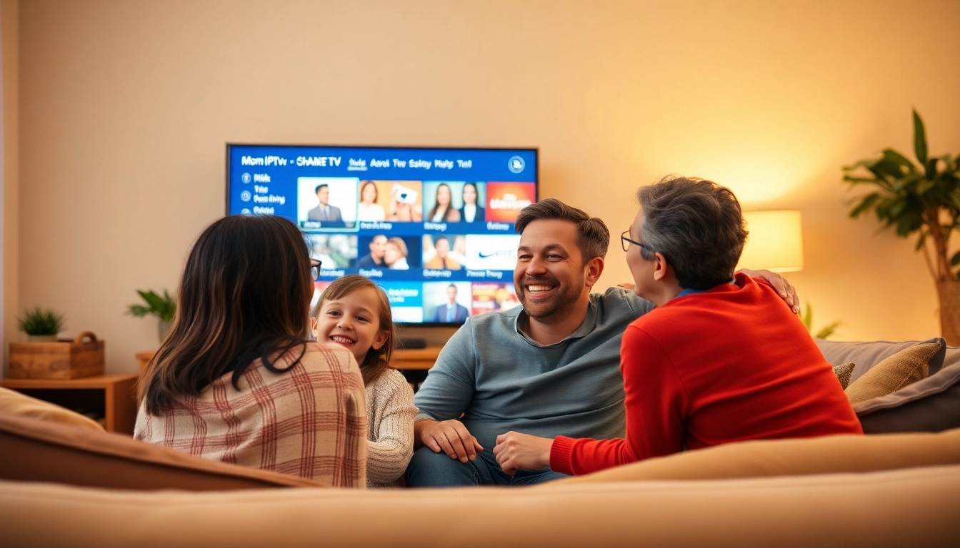 Discover the Mom IPTV service as a family enjoys quality time streaming together.
