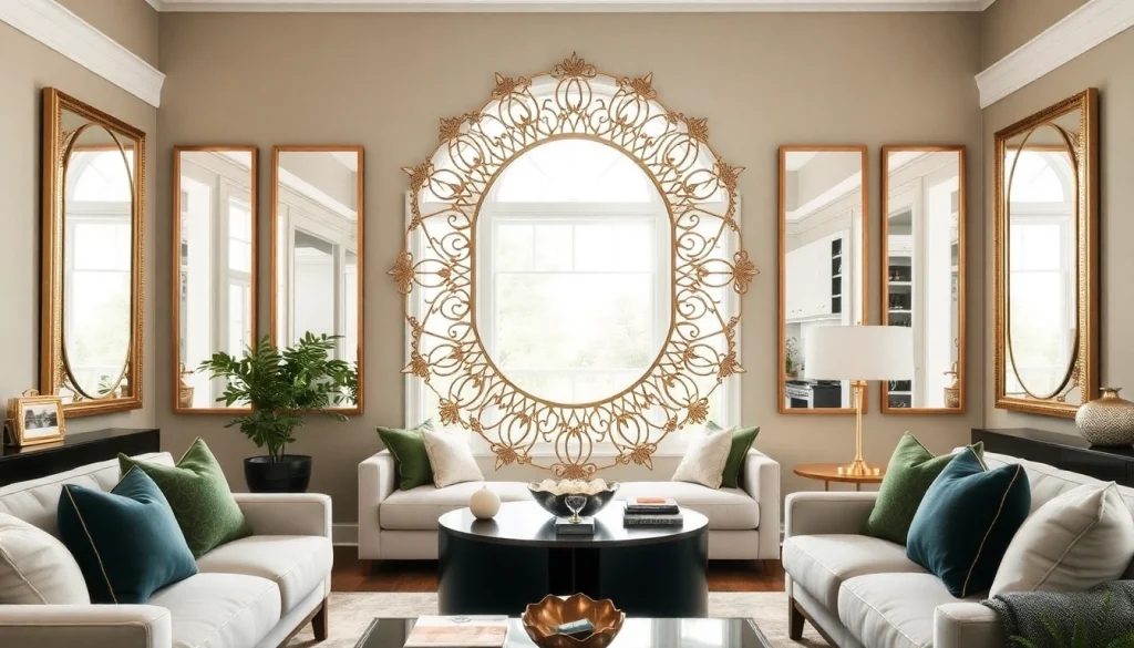 Enhance your interior with bespoke artisan mirrors from https://merithome.co.uk, showcased in a modern living room.