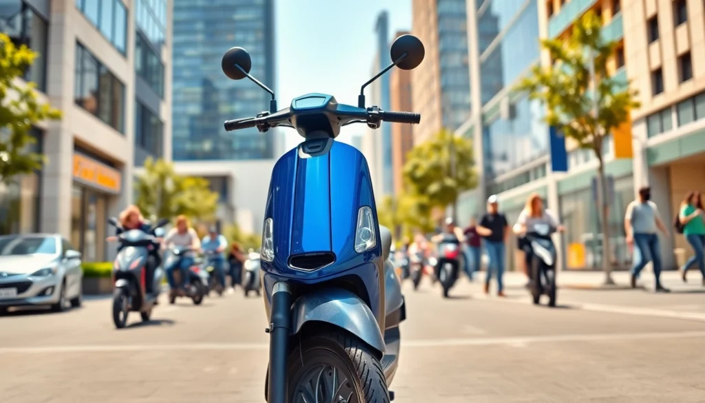 e roller leasing in einer urbanen Umgebung mit einem stilvollen Elektroroller.