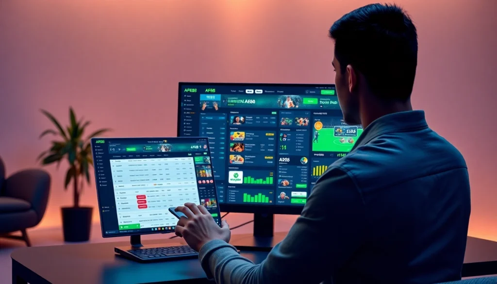 AF88 betting platform interface showcasing user engagement on desktop and mobile