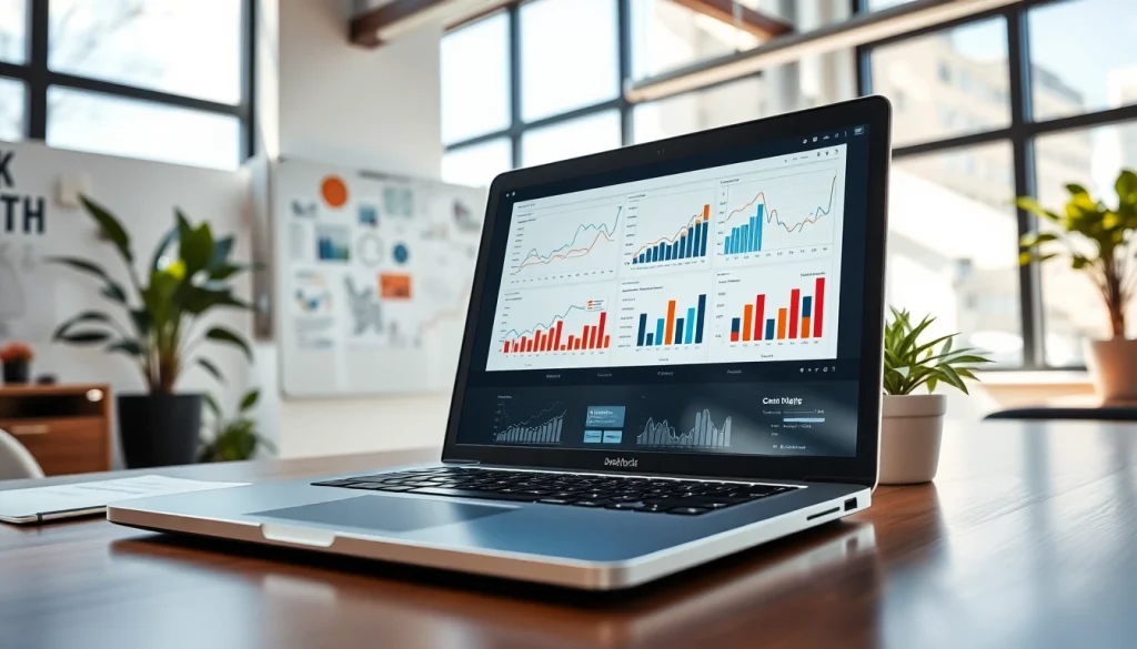 Engaging digital marketing workspace with analytics featuring https://solarxmedia.com prominently displayed.