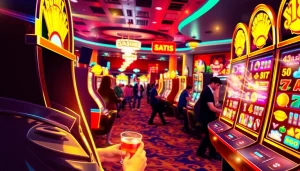 Mainkan luxury138 slot dengan suasana kasino yang meriah dan penuh warna.