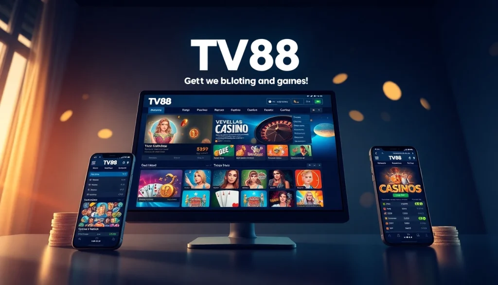 TV88 online gambling platform interface highlighting games, security, and user experience.