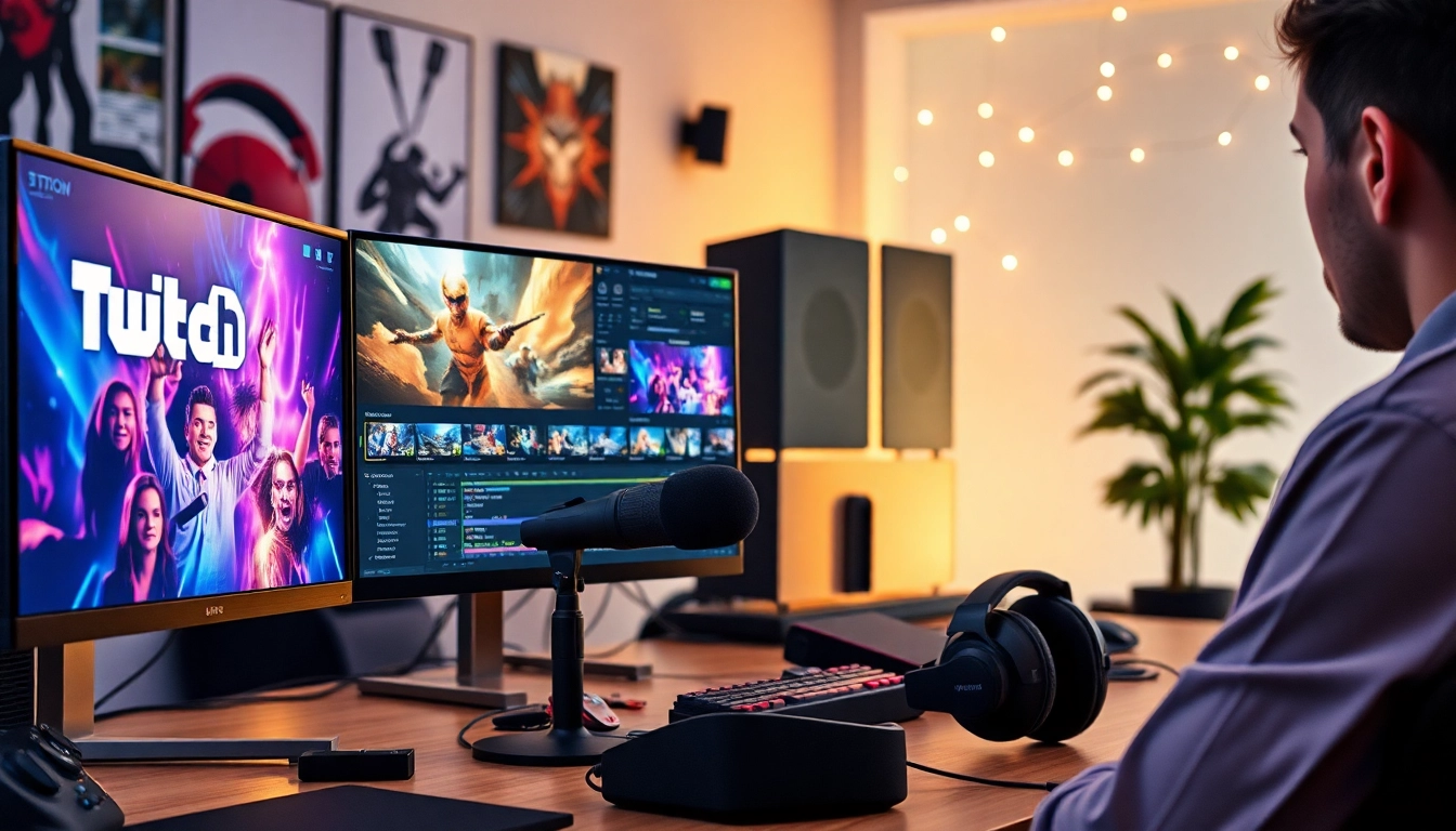 Editing Twitch clips at https://streamgen.cc with a vibrant gaming atmosphere.