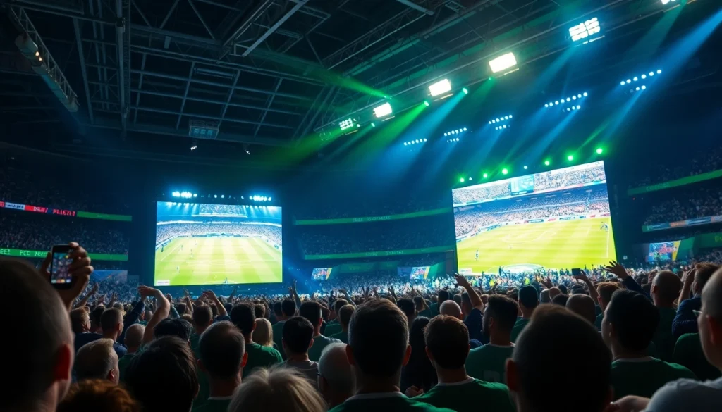 Experience Koora live streaming vibrant soccer matches with an energetic crowd atmosphere.