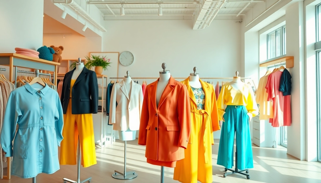 View fashionable clothing arrangements inspired by https://www.northernfashions.com in a trendy boutique.