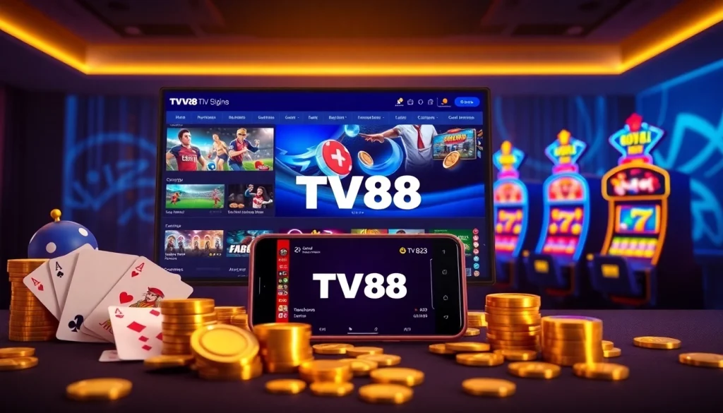 TV88 online betting platform with a modern interface showcasing games and user engagement.