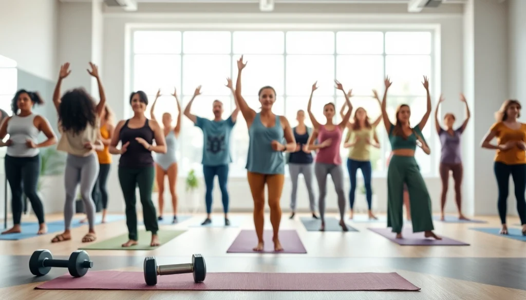 Engaged community exercising together at https://healthyvix.com promoting wellness.