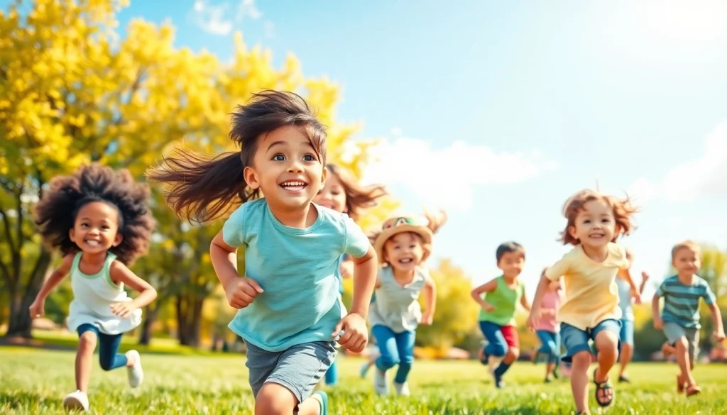 Promote Our Children's Vision by showcasing joyful children enjoying outdoor play and healthy eyes.