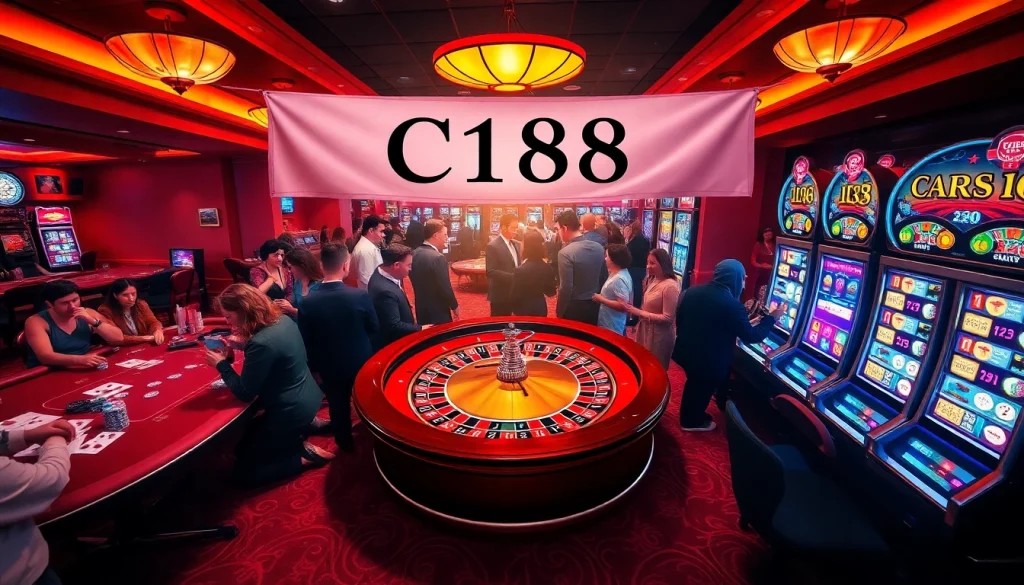 C168 captures the thrill of casino gaming with players engaged at roulette and poker tables.