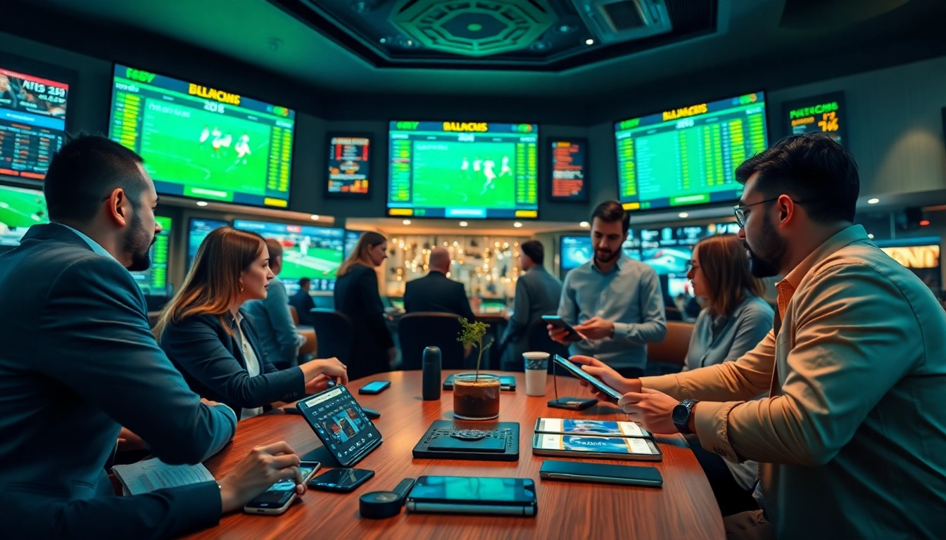 Engaging scene depicting the best sportsbooks in Brazil with vibrant sports betting activity.