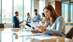 Dynamic teamwork at a startup accounting firm with diverse professionals analyzing financial data.