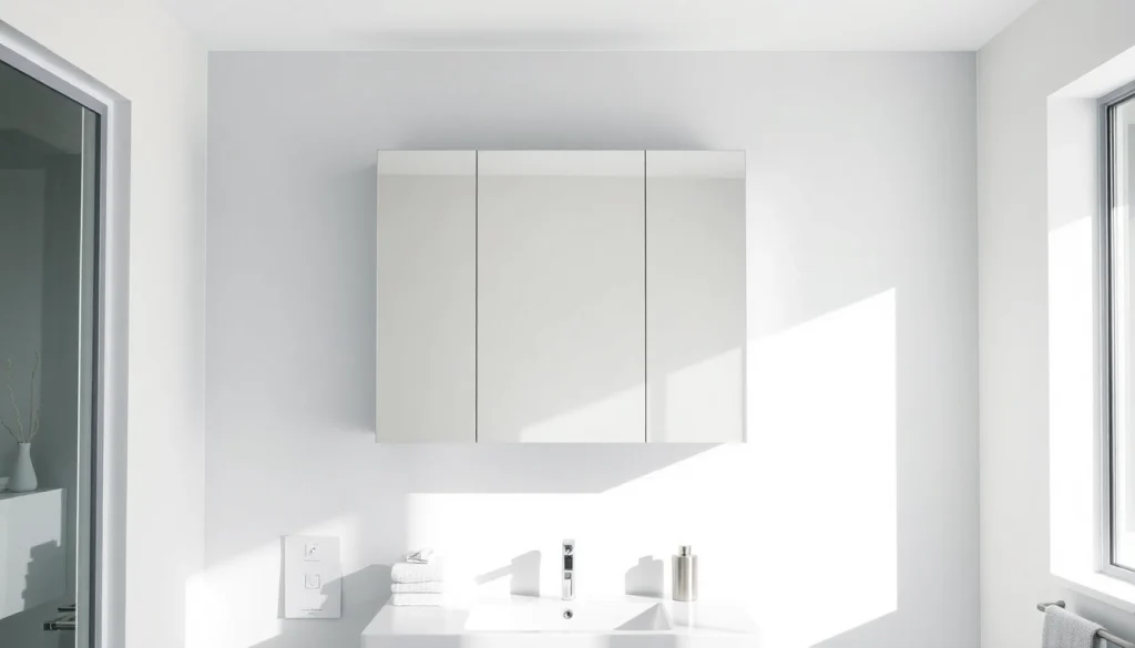 sonni Spiegelschrank im modernen Badezimmer mit LED-Beleuchtung und elegantem Design präsentieren.