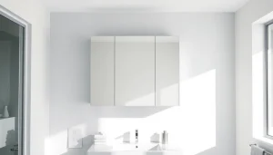 sonni Spiegelschrank im modernen Badezimmer mit LED-Beleuchtung und elegantem Design präsentieren.