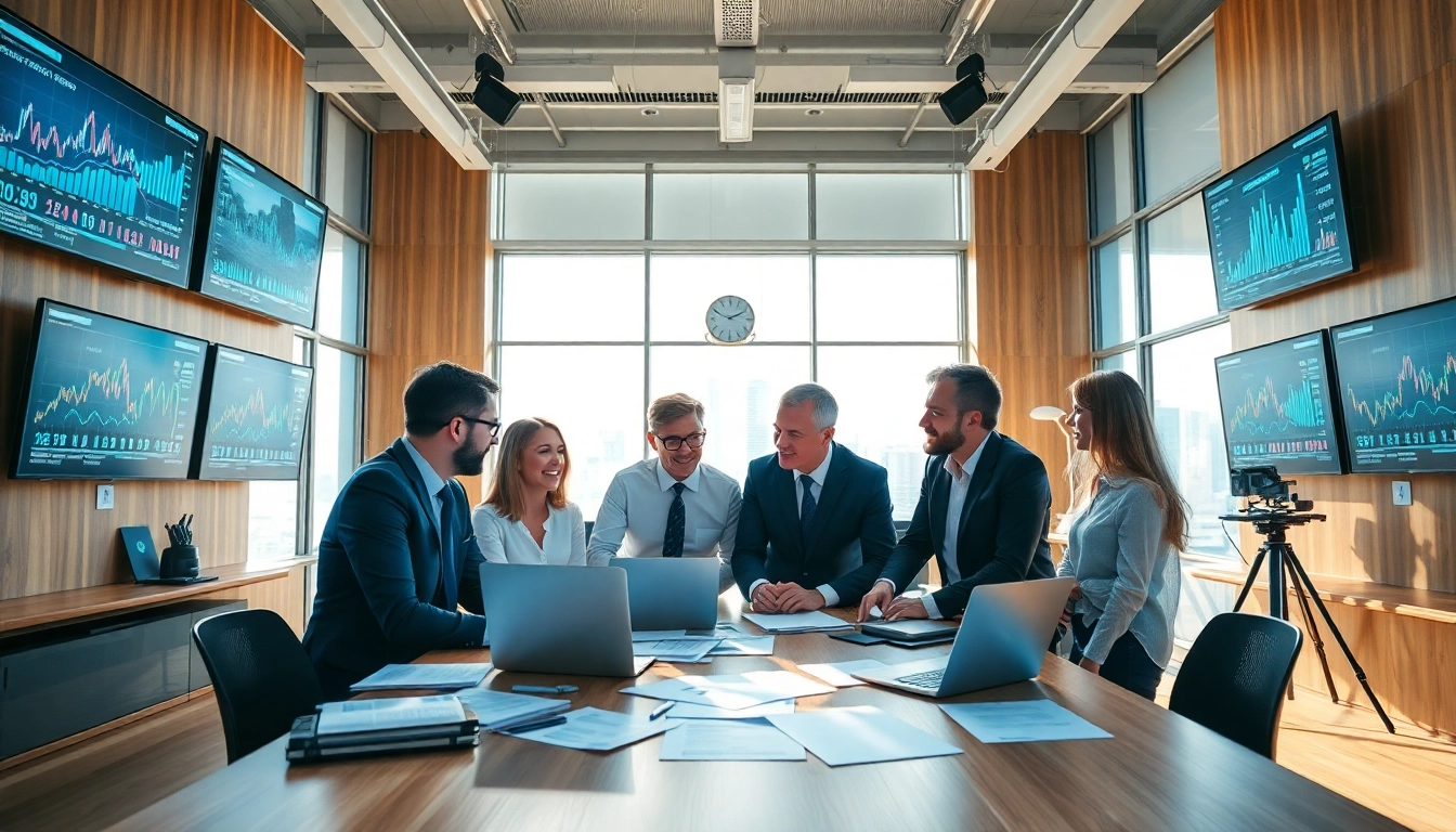 Engaged journalists analyzing news trends at https://antrepost.com, showcasing a collaborative media workspace.