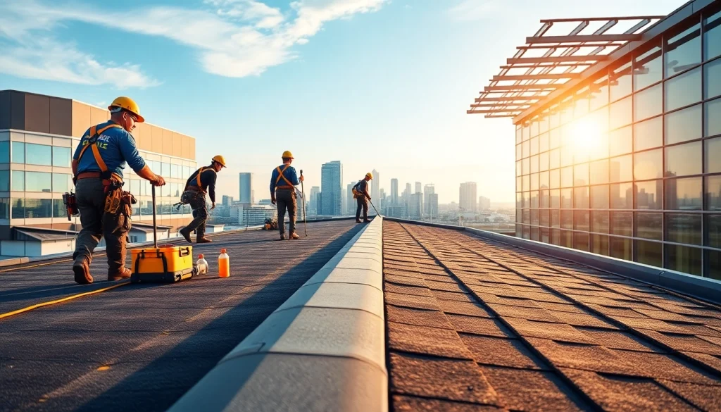 Enhance your property with expert commercial roofing services from a skilled team on-site.