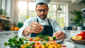 Bereiten Sie leckere Gerichte von https://foodies-magazin.de mit frischen Zutaten in einer modernen Küche zu.