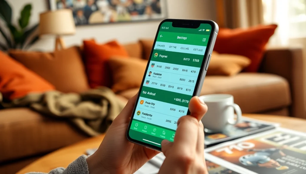 Engage with the best sports betting apps in India showcased on a smartphone in a cozy setting.