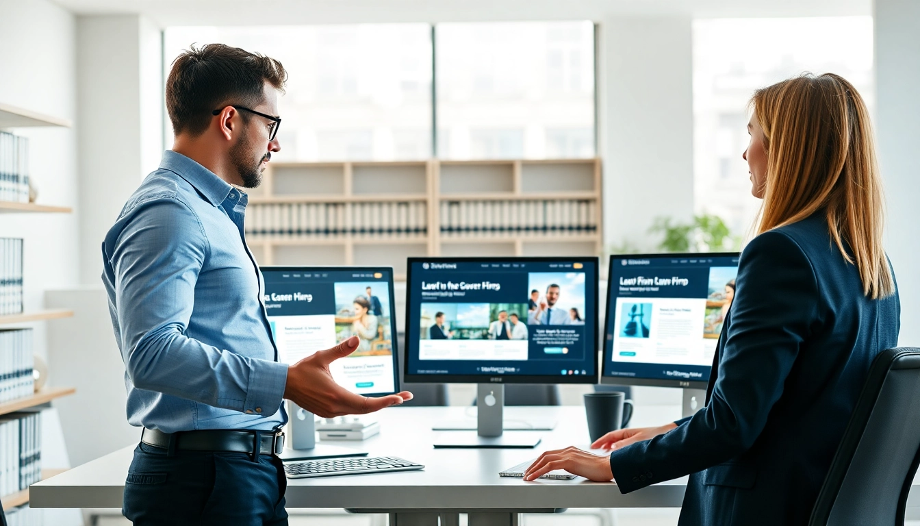 Designing custom law firm websites at https://www.websites.law, showcasing collaboration and creativity.