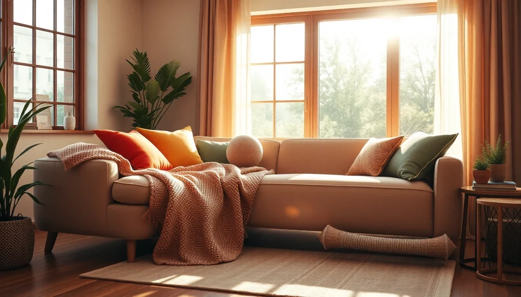 Enhance your space with a stylish sofa bed featuring colorful throw pillows.