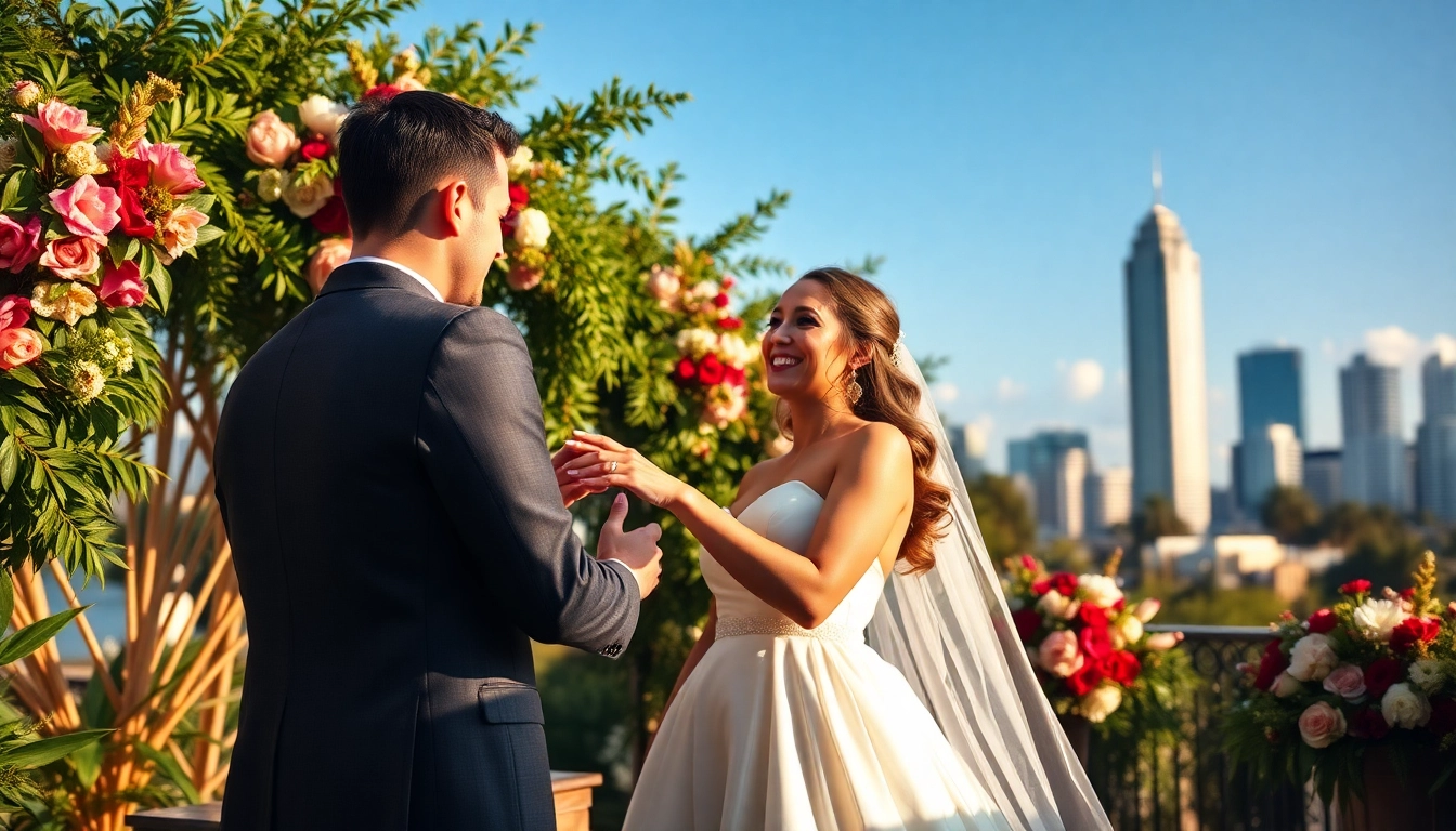wedding photography tampa fl: a couple exchanging vows in a beautiful outdoor ceremony in Tampa, Florida, showcasing love and joy.