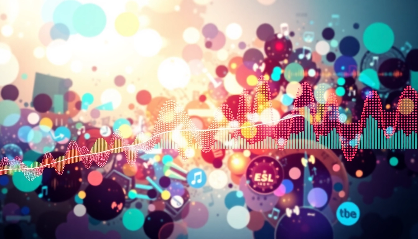 Discover MP3 downloads of your favorite tracks with a vibrant music-themed image showcasing soundwaves.