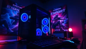 Highlighting RR88, a professional gaming setup with LED lights and high-end peripherals.