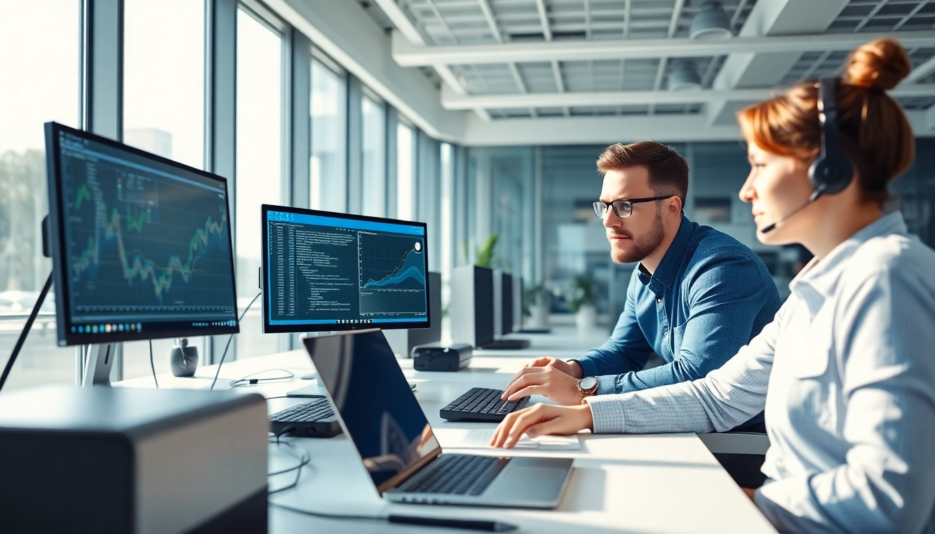 Showcasing professional computer it support service in an engaging office environment with expert technicians.