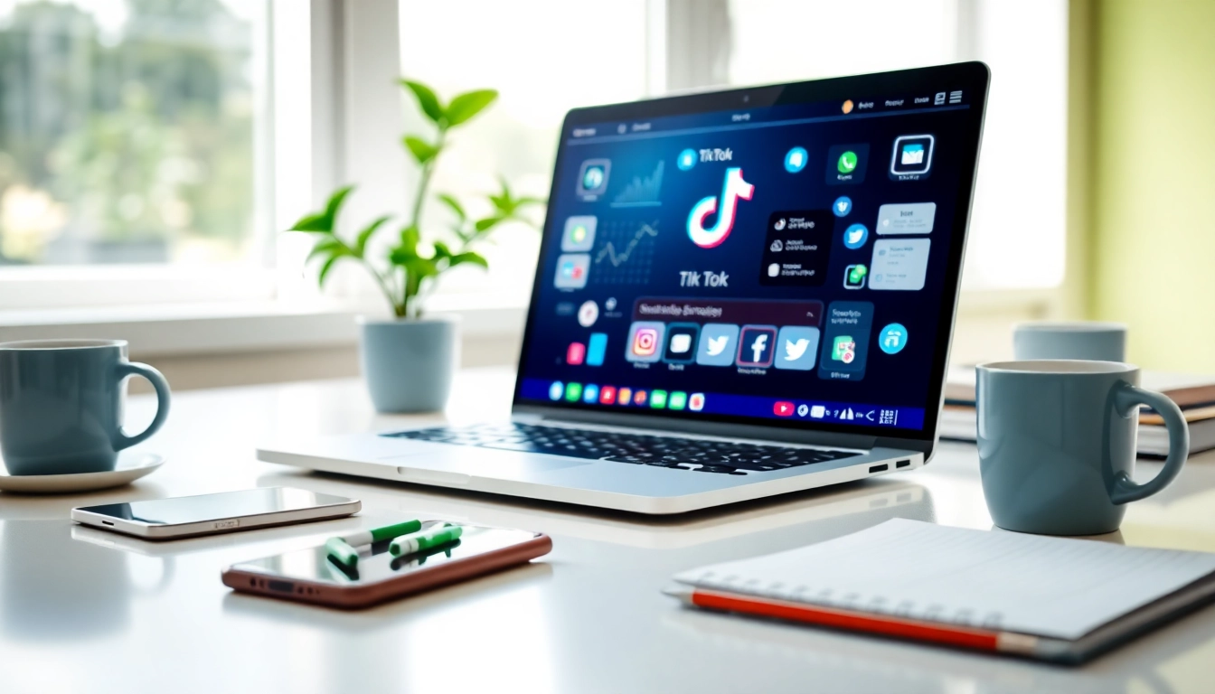 Analyze trends and boost engagement using a TikTok SMM panel in a modern workspace.