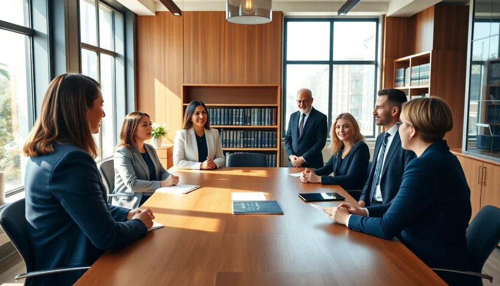 Attorneys at a consultation in a law firm office, representing services offered at https://www.turnpikelaw.com.