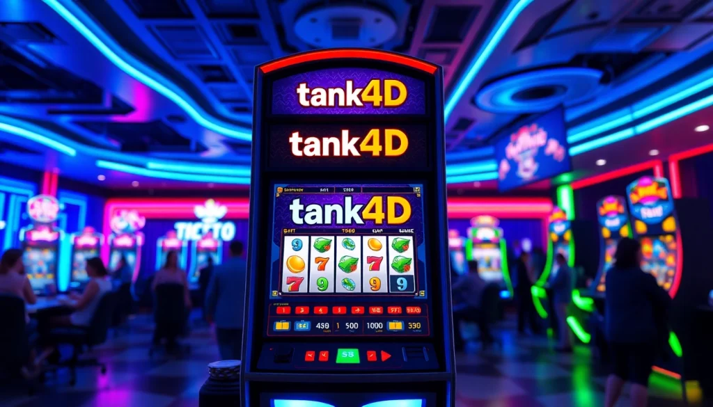 Permainan slot tank4d toto slot yang menampilkan mesin slot digital dengan efek cerah dan menarik.
