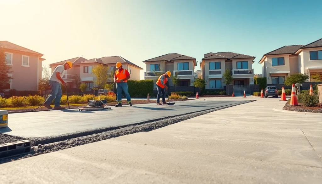 Concrete installation by www.1stconcretecontractor.com, showcasing skilled contractors and modern techniques.