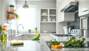 Kitchen deep cleaning Dubai service showcasing a professional cleaning expert maintaining a spotless kitchen.