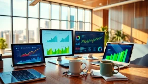 Visual representation of marketing strategies at https://eztips.com with vibrant colors and professional setup.