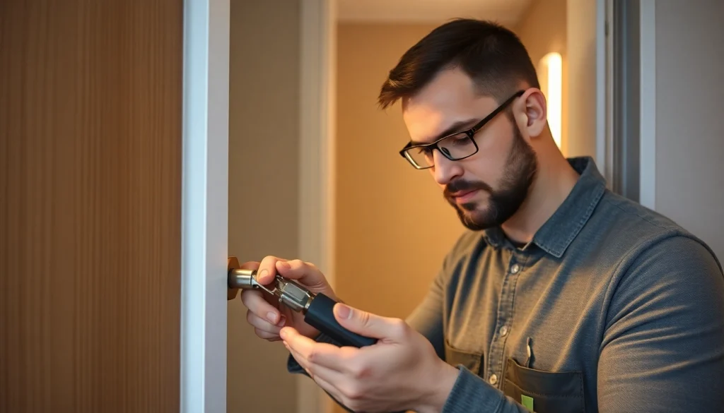 Schlüsseldienst Bruchsal öffnet beschädigungsfrei eine Tür mit modernem Werkzeug.